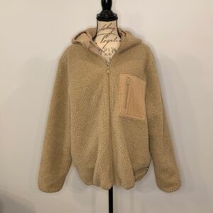 Edgar + Ash zip front sherpa teddy coat jacket L